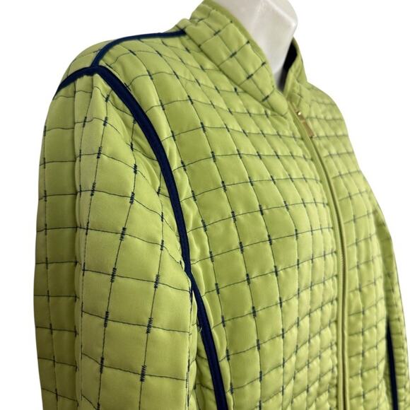 Susan Graver Style Reversible Green & Navy Full Zip Quilted Jacket Lightweight L - Picture 3 of 16